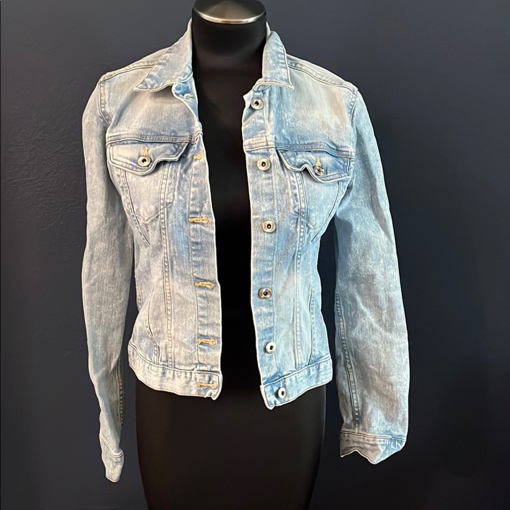 H&M Label of Graded Goods jean jacket distressed acid wash sz 8